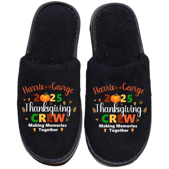 Personalized Thanksgiving Family Slippers: Coral Fleece, Custom Name