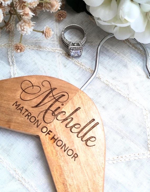 Bridesmaid or Groomsmen Hangers; Personalized Wooden Hangers; Hanger for Wedding Dress;  ENGRAVED  Gift