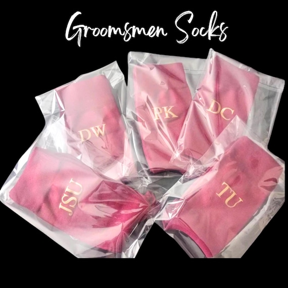 Burgundy Groomsmen Socks - Monogrammed Socks - Wedding Party - Black casual socks! Customizable! Great for photos! Black, Grey, Beige, Navy