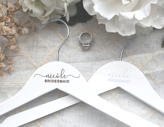 Bridesmaid Hangers; Personalized Wooden Hangers; Hanger for Wedding Dress;  ENGRAVED  Gift