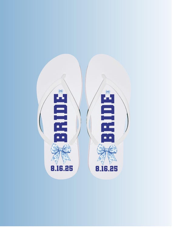Coquette Bride Flip Flops - Bride Slippers - Bridesmaid Gifts - Personalized Flip Flops  - Bridesmaid Slippers