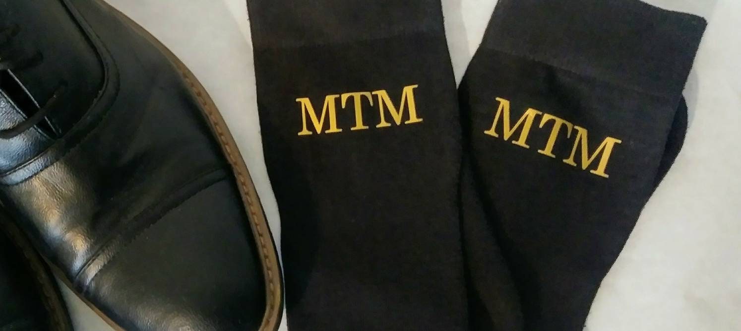 Groomsmen Socks Monogrammed Socks Wedding Party Black