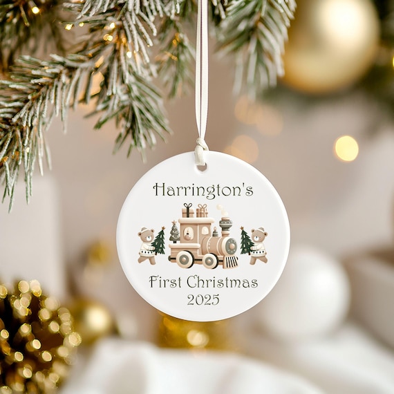 Baby First Christmas Ornament, Christmas Ornament, Gift, Family Keepsake, Custom Names, Kids Ornament