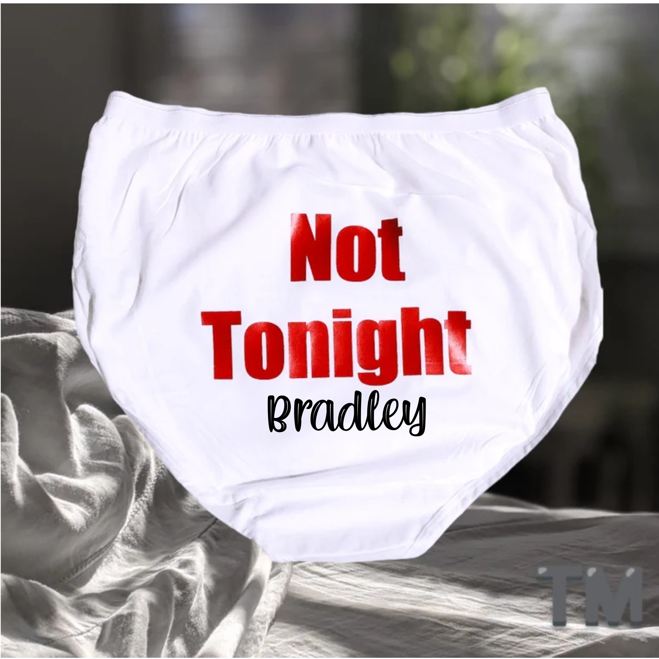 Personalized Funny Underwear - Bridal Shower Gift - Bachelorette Party -  Not Tonight® Underwear - Bachelorette Gift for Bride 