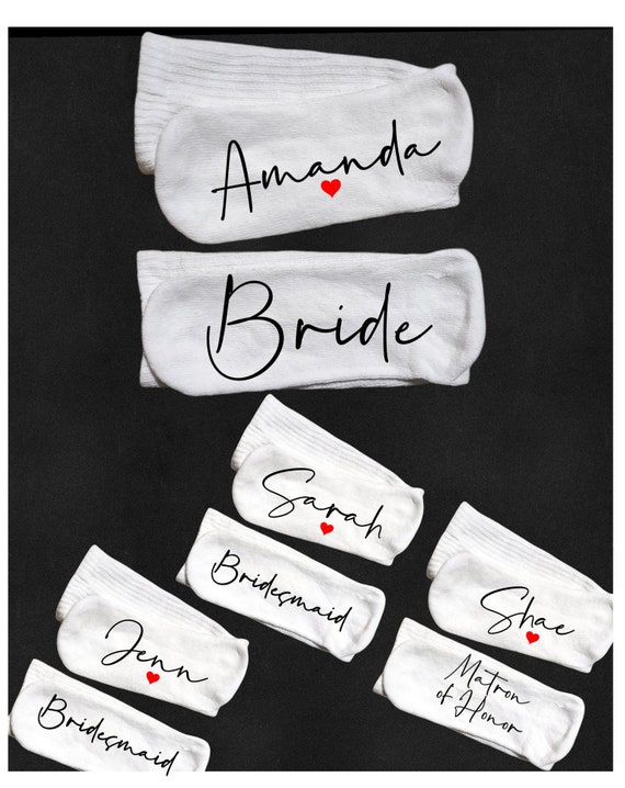 Bridesmaid Socks - Personalized Socks - custom socks - Custom Name and Phrases - Sports - Birthday -Bridesmaid Gifts