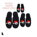 Personalized Christmas Slippers: Coral Fleece Slippers featuring a Santa Hat and a Name, Match your Christmas Pajamas, Holiday Slippers product logo
