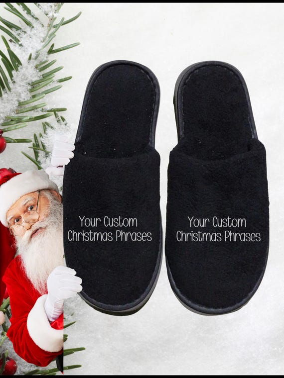 Personalized Christmas Slippers: Custom Logos Names Phrases and or Pictures, Company Tailored Gifts, Employee Gifts, Company Logos