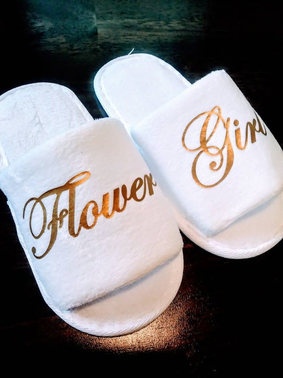 Flower Girl Slippers, Personalized Kids Slippers, Flower Girl, Birthday Girl Spa Day Slippers, Birthday party Spa slippers, spa slippers