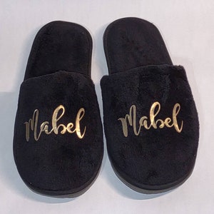 Personalized Slippers- Bridesmaid Slippers - Customized slippers - One or two color Company Logos - Corporate Gifts - Black Available