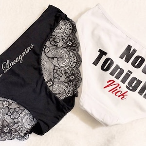 Personalized Bridal Shower Gift - Bachelorette Party - Not Tonight® Underwear - Bachelorette Gift for Bride - 2 pairs included