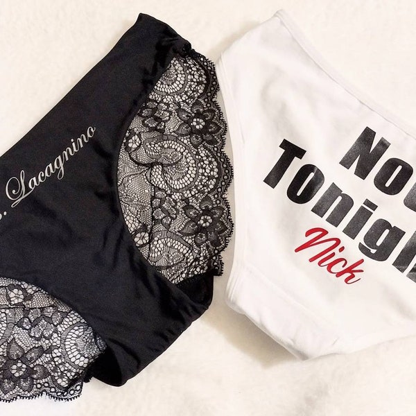 Personalized Bridal Shower Gift - Bachelorette Party - Not Tonight® Underwear - Bachelorette Gift for Bride - 2 pairs included