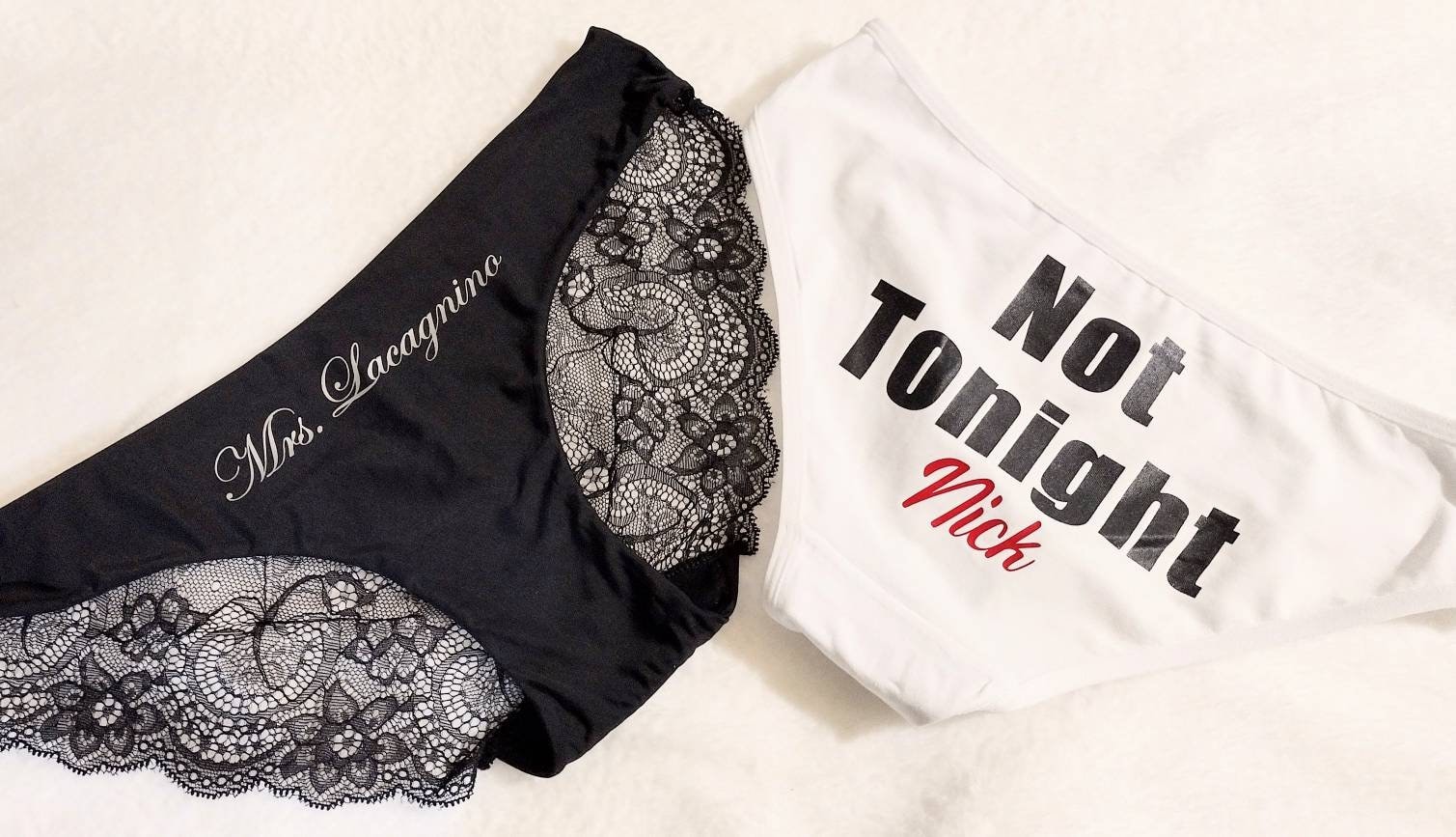 Personalized Bridal Shower Gift - Bachelorette Party - Not Tonight®  Underwear - Bachelorette Gift for Bride - 2 pairs included