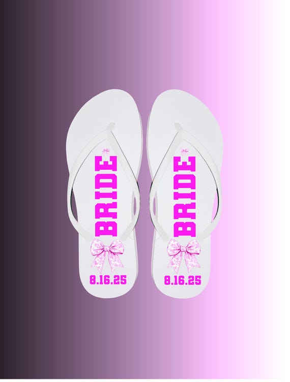 Coquette Bride Flip Flops - Bride Slippers - Bridesmaid Gifts - Personalized Flip Flops  - Bridesmaid Slippers