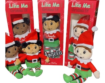 Personalized Christmas Elf and Box - Personalized Elves - Stuffed Elf - Stocking Stuffer - Boys and Girls Available - Multicultural