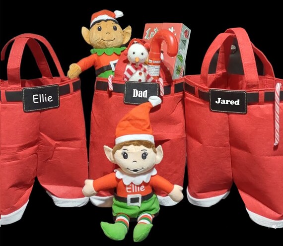 Santa Pants Stockings - Christmas Gift Bag - Personalized Elf - Christmas Bags - Stocking Stuffers