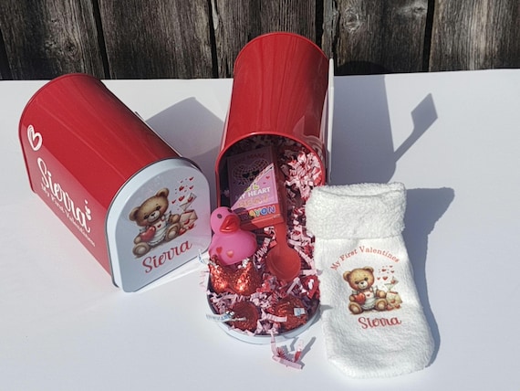 Personalized First Valentines Mailbox - Includes FREE Personalized Socks and other goodies for child or baby