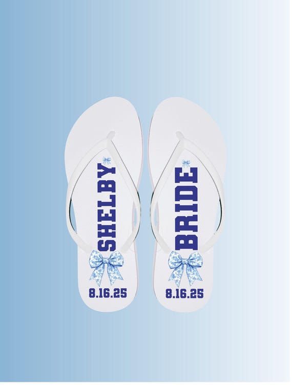 Personalized Coquette Bride Flip Flops - Bride Slippers - Bridesmaid Gifts - Monogrammed Flip Flops  - Bridesmaid Slippers