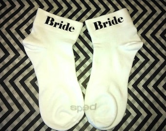Wedding socks - Bride socks - Weddings - Bride - Bridal Shower Gift - Wedding Party- Multiple Color Font Available.