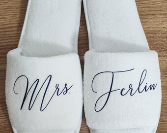 Personalized Mrs. Slippers - Personalized Slippers - Custom Name - Bachelorette Party Gift - Bridal Shower Gift - Engagement Party