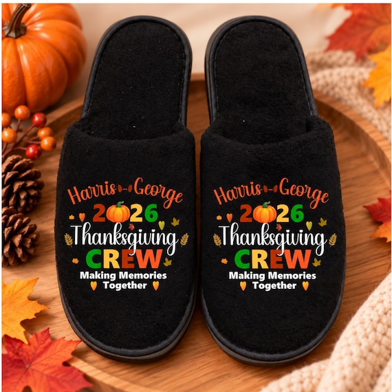 Personalized Thanksgiving Family Slippers: Coral Fleece, Custom Name 2026