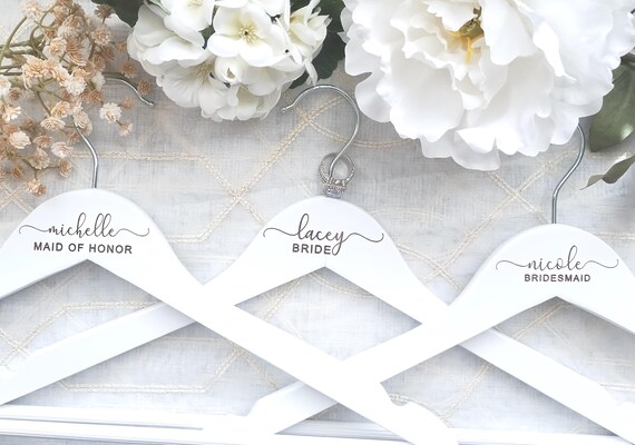 Bridesmaid Gifts; Personalized Wooden Hangers; Hanger for Wedding Dress;  ENGRAVED Gift