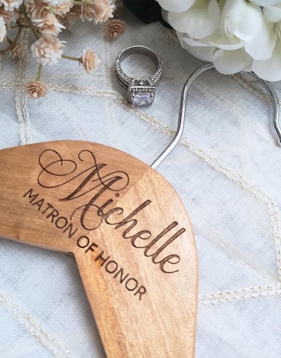 Bridesmaid or Groomsmen Hangers; Personalized Wooden Hangers; Hanger for Wedding Dress;  ENGRAVED  Gift