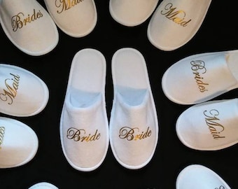 Slippers for Bridesmaids - Perfect Bridesmaid Gifts - Bride Slippers - Wedding Party Slippers - Bachelorette Party  - Bridesmaid Propsal