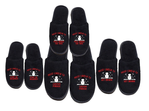 Christmas Slippers - Most Likely To Fun Christmas Family Slippers - Winter Slippers - Snowman - SHOP EARLY 2025
