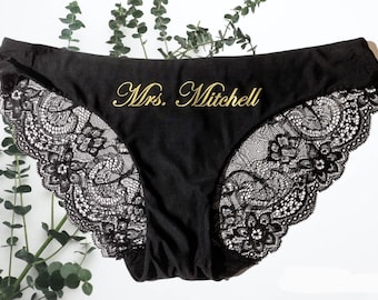 Bruidslingerie - mevrouw ondergoed - bruid slipje - bruids douchegift - gepersonaliseerd slipje - huwelijksgeschenk - verlovingsfeest - vrijgezellenfeest