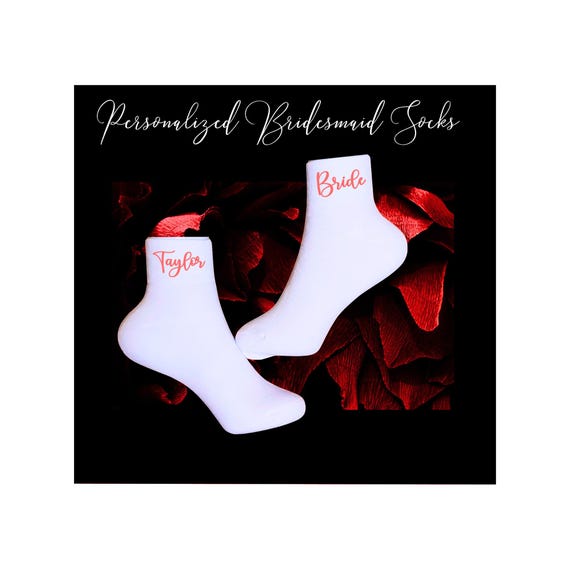 Personalized Bridesmaid Socks - Wedding socks - Bride - Bridal Shower Gift - Wedding Party- Mother of the Bride
