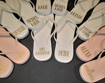 Bridesmaid Flip Flops - Bride Slippers - Bridesmaid Gifts - Personalized Flip Flops - Monogrammed Flip Flops  - Bridesmaid Slippers