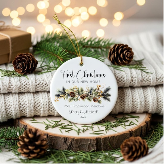 First Christmas, Christmas Ornament, Family Keepsake, Custom Holiday Decoration, Personalized Ceramic Gift, Glossy Finish, New Home Decor