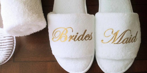 Bridesmaid - Slippers - Maid of Honor - Mother of the Bride - Bridesmaid Proposal - Wedding Shoes - Bachelorette Party - Bridal Shower