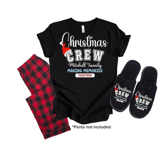 Matching Family Christmas Shirts & Slippers Set: Christmas Crew