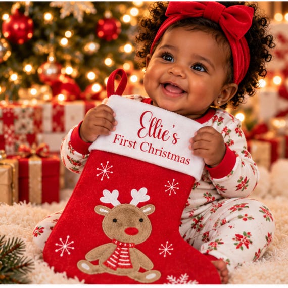 Personalized Baby’s First Christmas Stocking: 2026 3d Animals, Holiday Decor, Custom Names, Snowman, Deer, Penguin