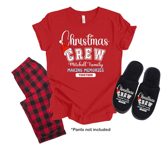 Matching Family Christmas Shirts & Slippers Set: Custom Crew Outfits