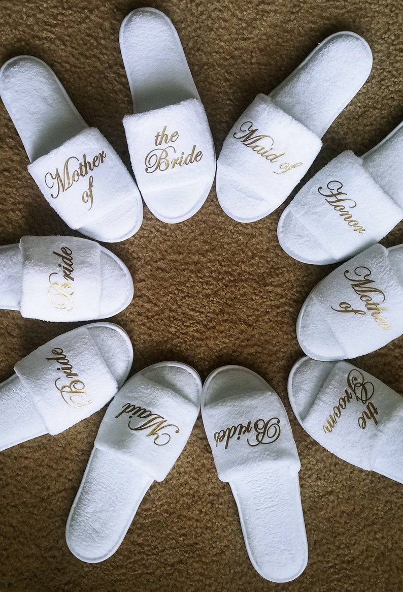 Bridal Party Slipper Bride Slippers- Bridesmaid Slippers Gift ideas Bridal Party Gifts Thin Spa Slippers Bridesmaid Gift Ideas