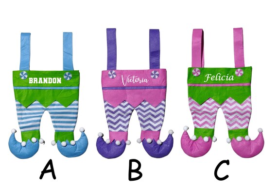Pink Christmas Stockings - Elf Pants - Candyland- Kids Stockings - Pink Blue Purple - CLEARANCE - MUST GO - Classroom Projects
