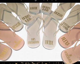 Personalized Bridesmaid Flip Flops: Bride Slippers, Wedding Gifts