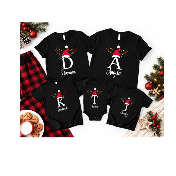 Personalized Christmas Shirts, Matching Family Pajamas Shirts 2026 Custom Names