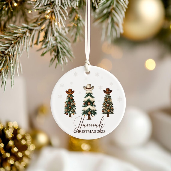 Personalized Western Christmas Ornament, Gift, Family Keepsake, Custom Names, Cowgirl ornament, Country Christmas