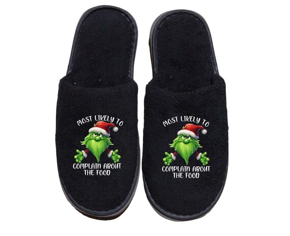 Most Likely To Fun Christmas Family Slippers - Winter Slippers - Personalize with Names - White or Black Slippers