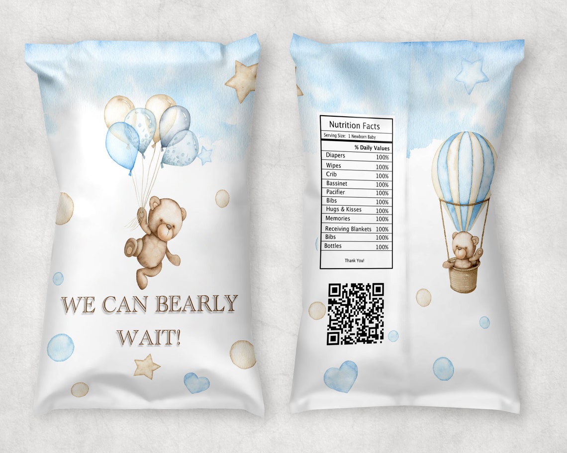 Teddy Bear Baby Shower Chip Bag // Instant Download // Chip Etsy