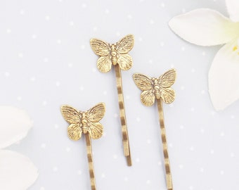 Butterfly hair pins. Silver, gold bronze, turquoise butterfly bobby pins. Dainty Butterfly hair clip. Elegant butterfly hair accessories