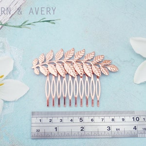 Choose silver, gold, rose gold or navy grecian leaf hair comb. Elegant dainty bridal wedding hair. Rose gold woodland wedding hair. image 2