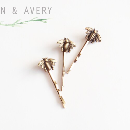 Choose Silver Rose Gold or Golden Bronze Bee Hair Pins. Bee Etsy