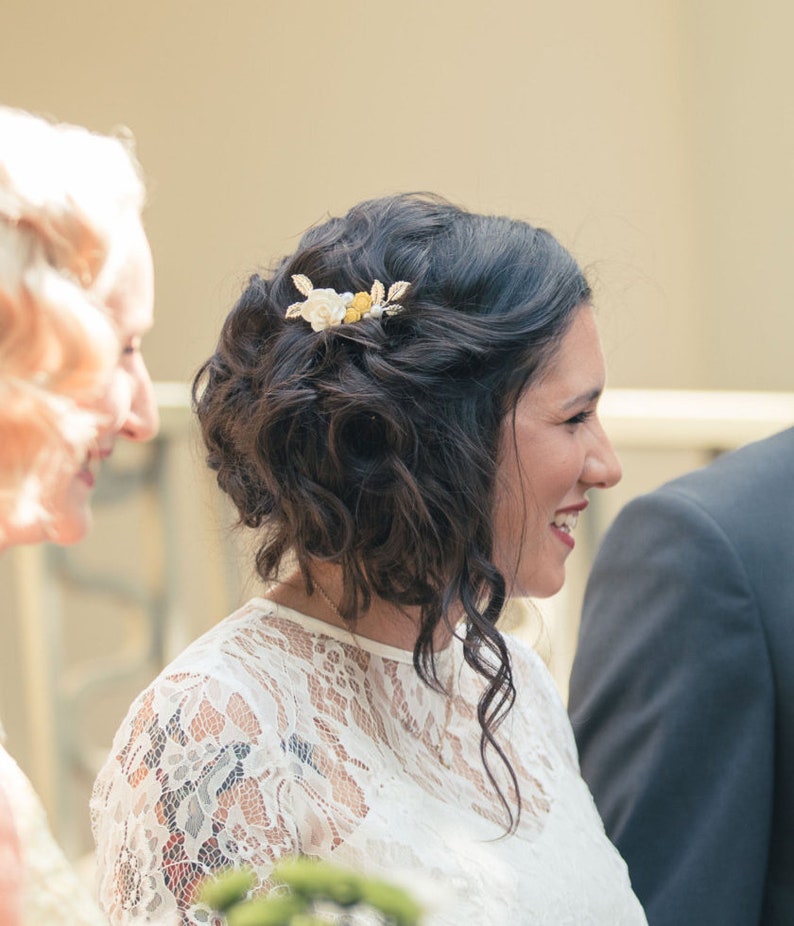 elegant Choose silver dainty leaves Vintage style gold or rose gold flower hairpiece with blush pink and white flowers