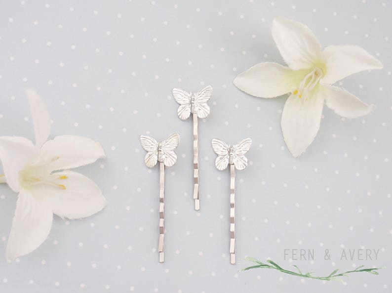 Butterfly bobby pins Choose turquoise or silver butterfly hair pins Dainty Butterfly hair clip Elegant butterfly hair clip.