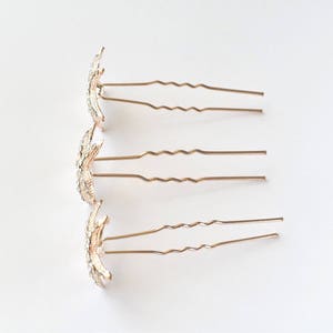 Choose rose gold, gold or silver crystal starfish U pins. 2 starfish bobby pins. Beach wedding hair pins image 4