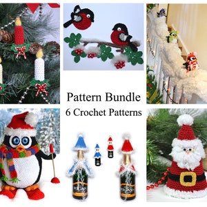 Christmas Crochet Pattern Bundle: Penguin, Robin, Santa (PDF Pattern)
